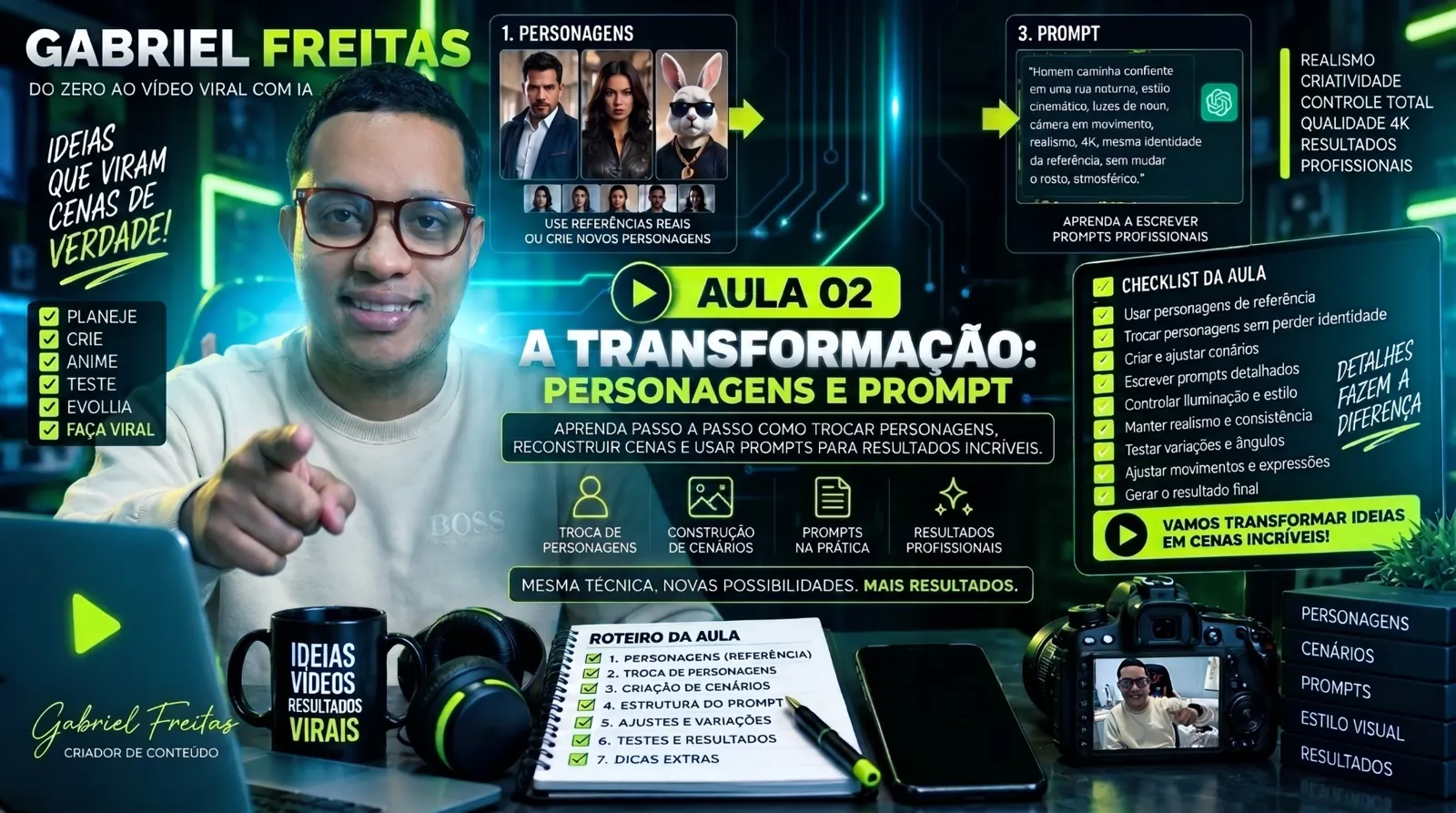 Gabriel Freitas apresentando o curso de criação de vídeos com IA